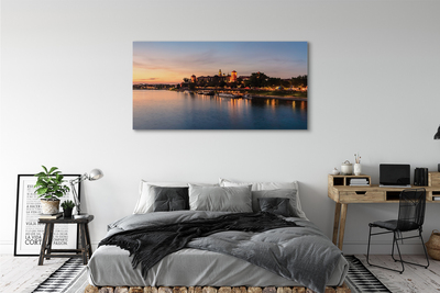 Fototryck canvas Krakow Sunset River Castle