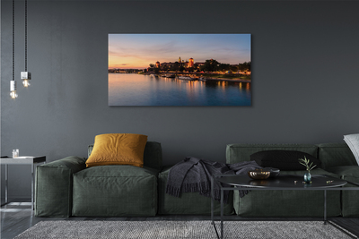 Fototryck canvas Krakow Sunset River Castle