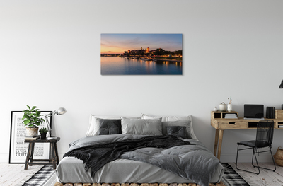 Fototryck canvas Krakow Sunset River Castle