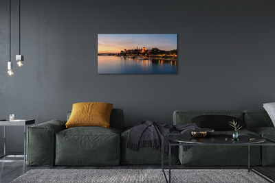 Fototryck canvas Krakow Sunset River Castle