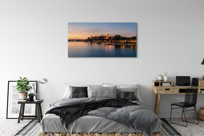 Fototryck canvas Krakow Sunset River Castle