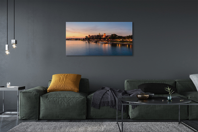 Fototryck canvas Krakow Sunset River Castle