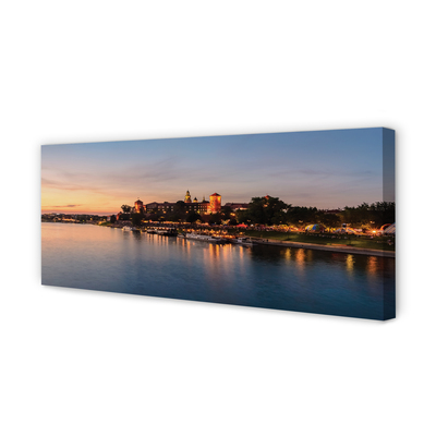 Fototryck canvas Krakow Sunset River Castle