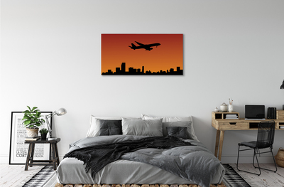 Canvastavla Flygplan solnedgång och himmel