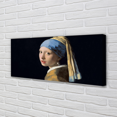Bild på duk Flicka med ett pärlörhänge - Johannes Vermeer