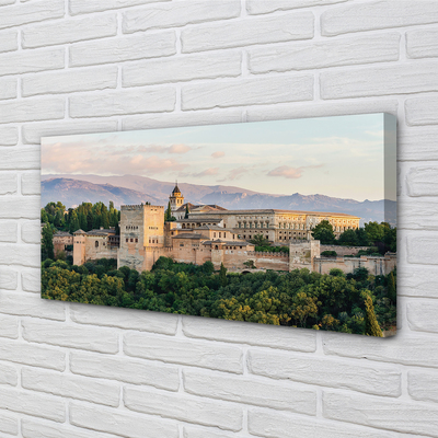 Fototryck canvas Spanien slott skog berg