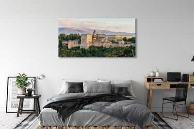 Fototryck canvas Spanien slott skog berg