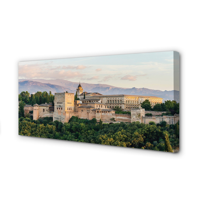 Fototryck canvas Spanien slott skog berg