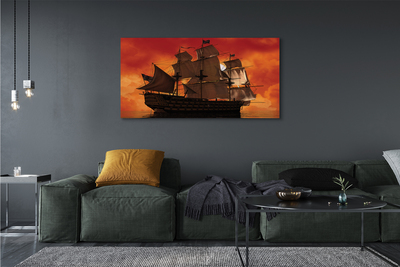 Foto till canvastavla Fartyg orange himmel hav