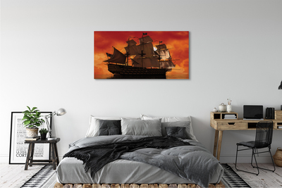 Foto till canvastavla Fartyg orange himmel hav