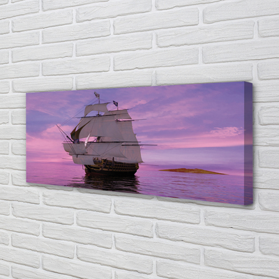 Canvas bild Lila himmel fartyg havet