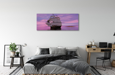 Canvas bild Lila himmel fartyg havet