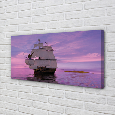 Canvas bild Lila himmel fartyg havet