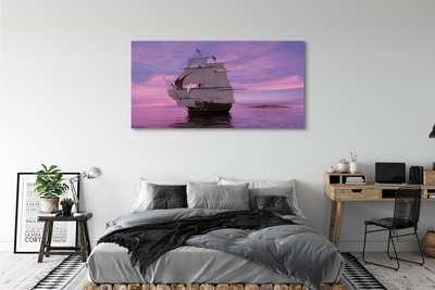 Canvas bild Lila himmel fartyg havet