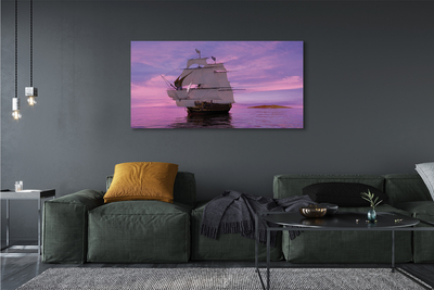 Canvas bild Lila himmel fartyg havet