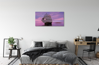 Canvas bild Lila himmel fartyg havet