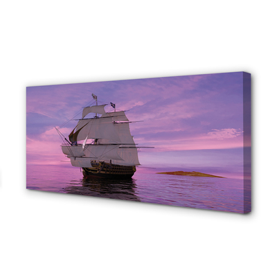 Canvas bild Lila himmel fartyg havet