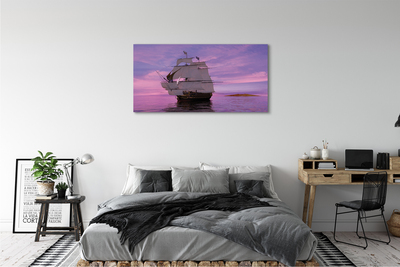 Canvas bild Lila himmel fartyg havet