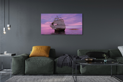 Canvas bild Lila himmel fartyg havet