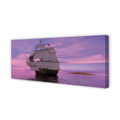 Canvas bild Lila himmel fartyg havet