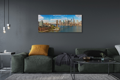 Fototryck canvas Bropanorama av skyskrapor