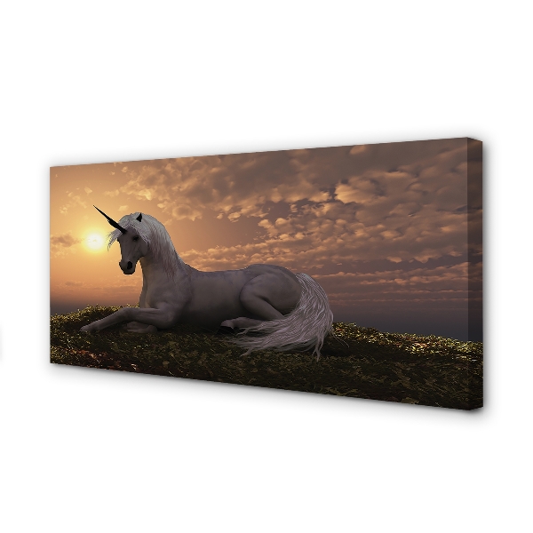 Bild canvas Unicorn berg solnedgång