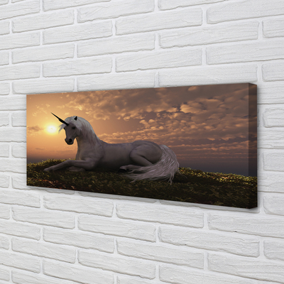 Bild canvas Unicorn berg solnedgång