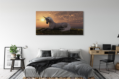 Bild canvas Unicorn berg solnedgång