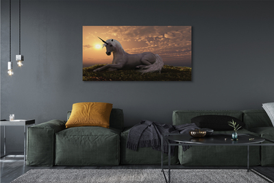 Bild canvas Unicorn berg solnedgång