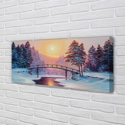 Foto på canvas Vinterträd snö soluppgång