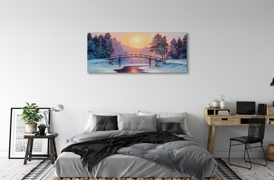 Foto på canvas Vinterträd snö soluppgång