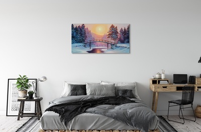 Foto på canvas Vinterträd snö soluppgång