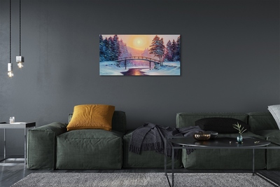 Foto på canvas Vinterträd snö soluppgång