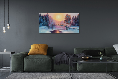 Foto på canvas Vinterträd snö soluppgång