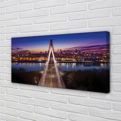 Bild på canvas Panorama över floden Warszawa Bridge