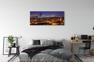 Foto på canvas Gdańsk City panorama på natten