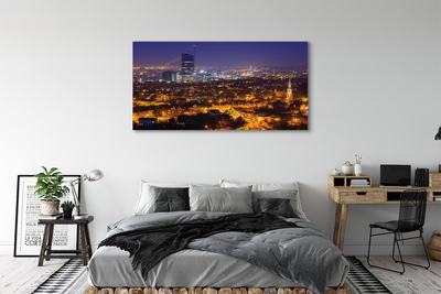 Foto på canvas Gdańsk City panorama på natten