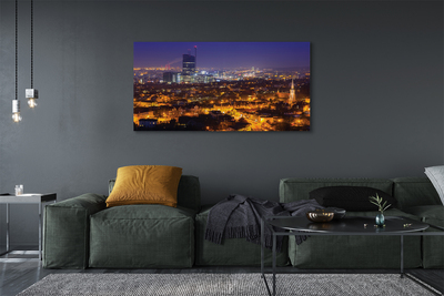 Foto på canvas Gdańsk City panorama på natten