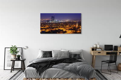 Foto på canvas Gdańsk City panorama på natten