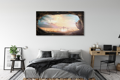 Foto på canvas Grotta korsar fåglar