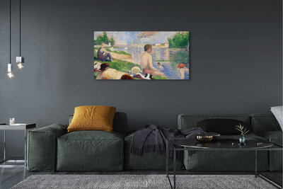 Foto på duk Slutstudie för badgäster i Asnieres - Georges Seurat