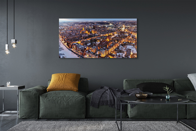 Bild på duk Gdańsk Vinterpanorama av floden