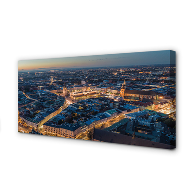 Fototryck canvas Krakow Panorama på natten