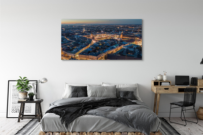 Fototryck canvas Krakow Panorama på natten