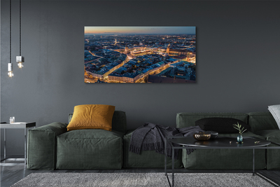 Fototryck canvas Krakow Panorama på natten
