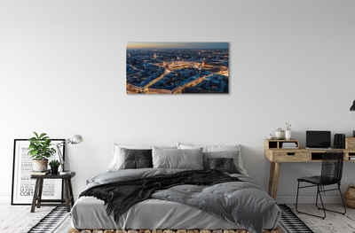 Fototryck canvas Krakow Panorama på natten