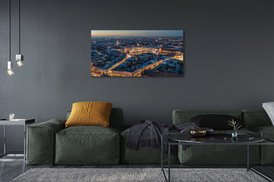 Fototryck canvas Krakow Panorama på natten