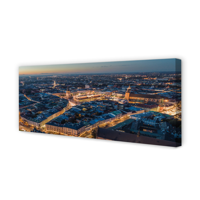 Fototryck canvas Krakow Panorama på natten