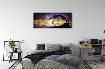 Fototryck canvas Dragon havet fartyg moln