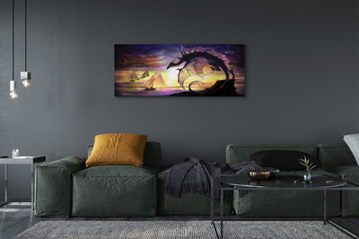 Fototryck canvas Dragon havet fartyg moln